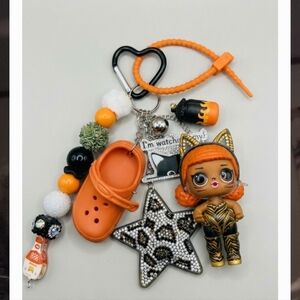 Orange and Black LOL bagcharm